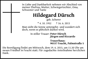 Traueranzeige von Hildegard Dürsch von Der Bote