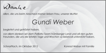 Traueranzeige von Gundi Weber von N-Land
