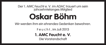Traueranzeige von Oskar Böhm von Der Bote