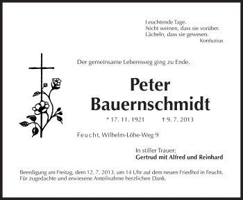 Traueranzeige von Peter Bauernschmidt von Der Bote