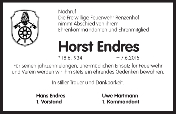 Traueranzeige von Horst Endres von Pegnitz-Zeitung