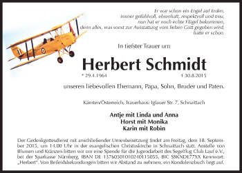 Traueranzeige von Herbert Schmidt von Pegnitz-Zeitung