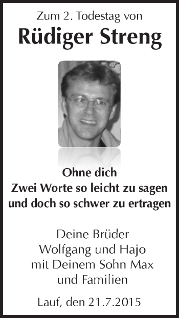 Traueranzeige von Rüdiger Streng von Pegnitz-Zeitung