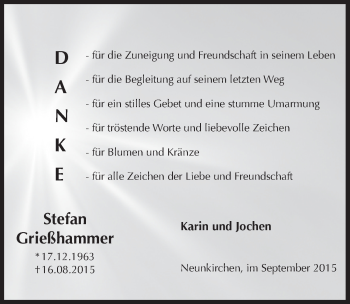 Traueranzeige von Stefan Grießhammer von Pegnitz-Zeitung