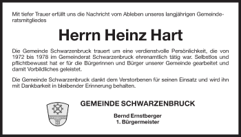 Traueranzeige von Heinz Hart von Der Bote