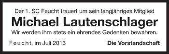 Traueranzeige von Michael Lautenschlager von Der Bote