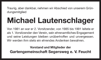 Traueranzeige von Michael Lautenschlager von Der Bote