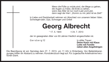 Traueranzeige von Georg Albrecht von Der Bote