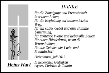 Traueranzeige von Heinz Hart von Der Bote
