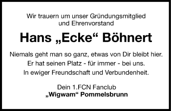 Traueranzeige von Hans Ecke Böhnert von Hersbrucker Zeitung