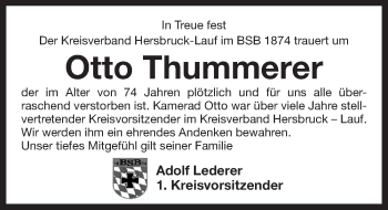 Traueranzeige von Otto Thummerer von Pegnitz-Zeitung