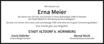 Traueranzeige von Erna Meier von Der Bote