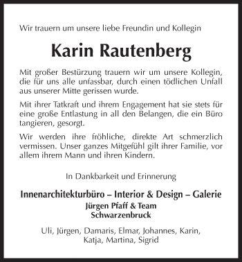 Traueranzeige von Karin Rautenberg von Der Bote