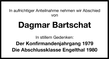 Traueranzeige von Dagmar Bartschat von Hersbrucker Zeitung