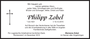 Traueranzeige von Philipp Zobel von Pegnitz-Zeitung