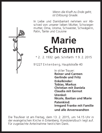 Traueranzeige von Marie Schramm von Der Bote
