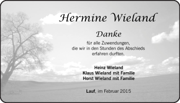 Traueranzeige von Hermine Wieland von Pegnitz-Zeitung