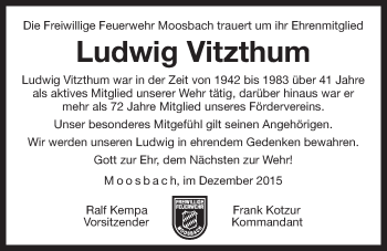 Traueranzeige von Ludwig Vitzthum von Der Bote