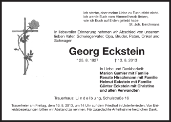 Traueranzeige von Georg Eckstein von Der Bote