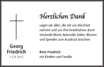 Traueranzeige von Georg Friedrich von Der Bote