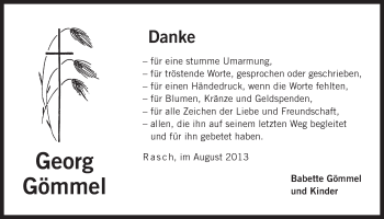 Traueranzeige von Georg Gömmel von Der Bote