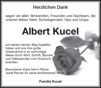 Traueranzeige von Albert Kucel von Pegnitz-Zeitung