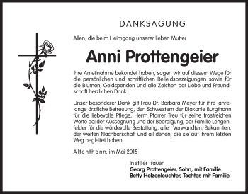 Traueranzeige von Anni Prottengeier von Der Bote