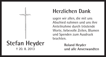Traueranzeige von Stefan Heyder von Der Bote