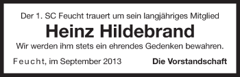 Traueranzeige von Heinz Hildebrand von Der Bote