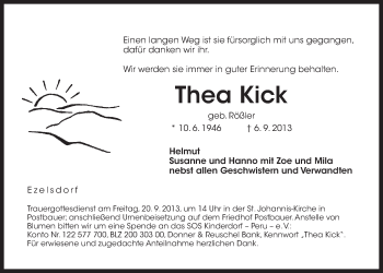 Traueranzeige von Thea Kick von Der Bote
