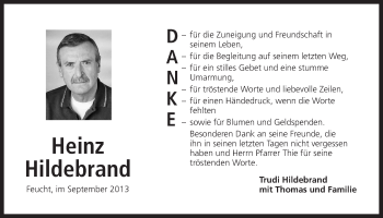 Traueranzeige von Heinz Hildebrand von Der Bote