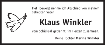 Traueranzeige von Klaus Winkler von Der Bote