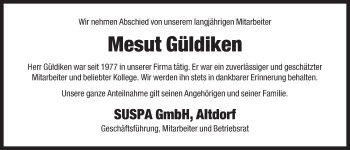 Traueranzeige von Mesut Güldiken von Der Bote