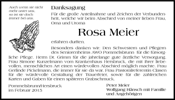 Traueranzeige von Rosa Meier von Hersbrucker Zeitung