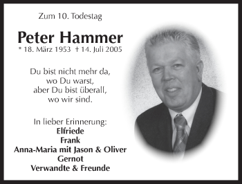 Traueranzeige von Peter Hammer von Pegnitz-Zeitung