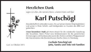 Traueranzeige von Karl Putschögl von Pegnitz-Zeitung