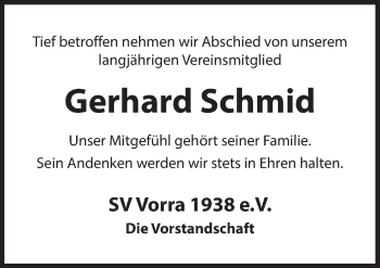Traueranzeige von Gerhard Schmid von N-Land