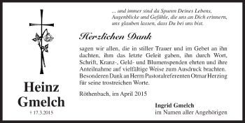 Traueranzeige von Heinz Gmelch von Pegnitz-Zeitung