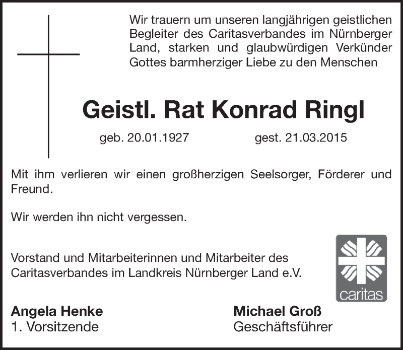  Traueranzeige für Konrad Ringl vom 24.03.2015 aus Pegnitz-Zeitung