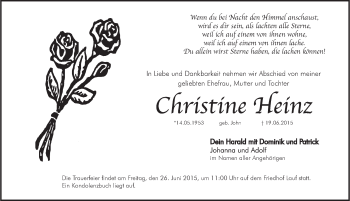 Traueranzeige von Christine Heinz von Pegnitz-Zeitung