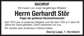 Traueranzeige von Gerhardt Stör von Pegnitz-Zeitung