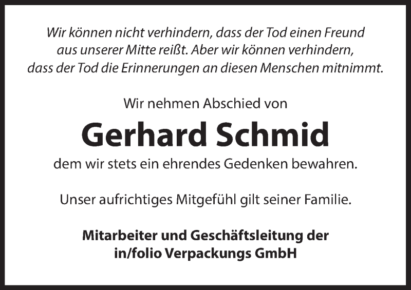  Traueranzeige für Gerhard Schmid vom 28.11.2015 aus Hersbrucker Zeitung