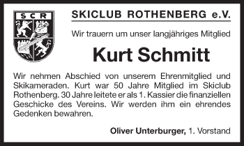 Traueranzeige von Kurt Schmitt von Pegnitz-Zeitung