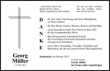 Traueranzeige von Georg Müller von Hersbrucker Zeitung