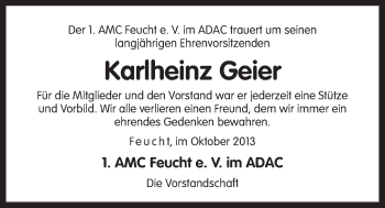 Traueranzeige von Karlheinz Geier von Der Bote