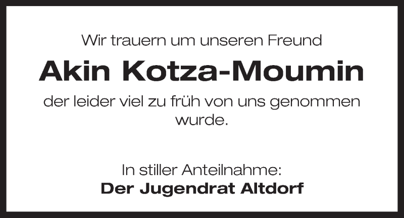  Traueranzeige für Akin Kotza-Moumin vom 28.10.2013 aus Der Bote