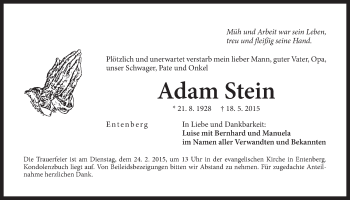 Traueranzeige von Adam Stein von Der Bote