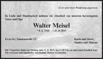 Traueranzeige von Walter Meisel von Der Bote