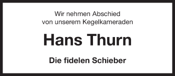 Traueranzeige von Hans Thurn von Pegnitz-Zeitung