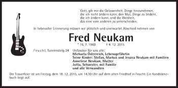 Traueranzeige von Fred Neukam von Der Bote
